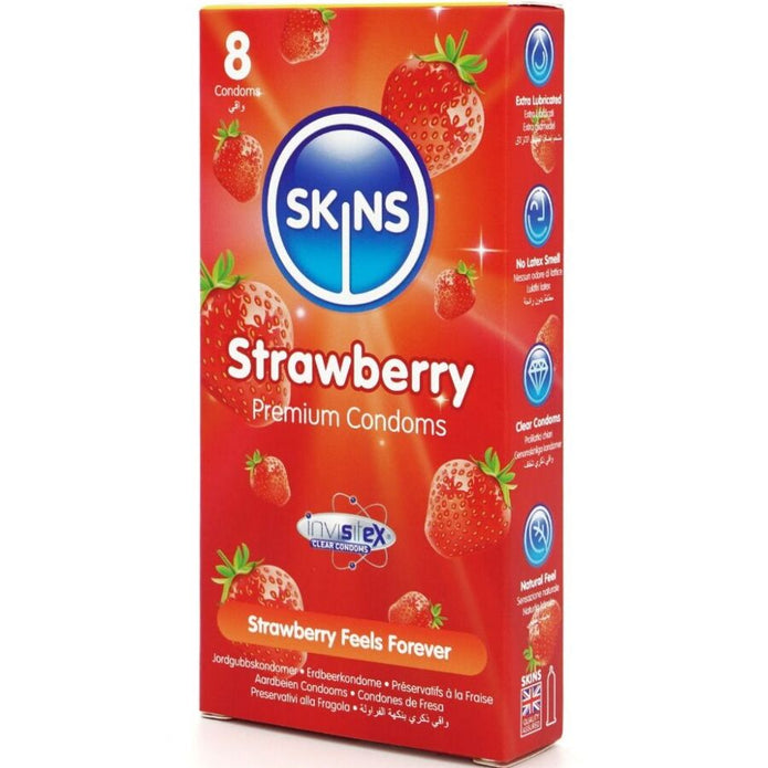 SKINS - Mansikan makuiset kondomit, 4kpl