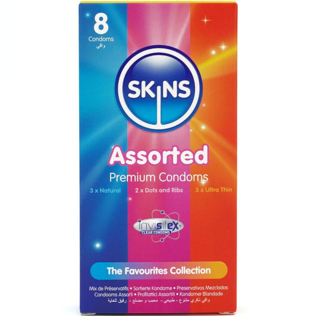 SKINS - 8 kpl erilaista premium-kondomia 