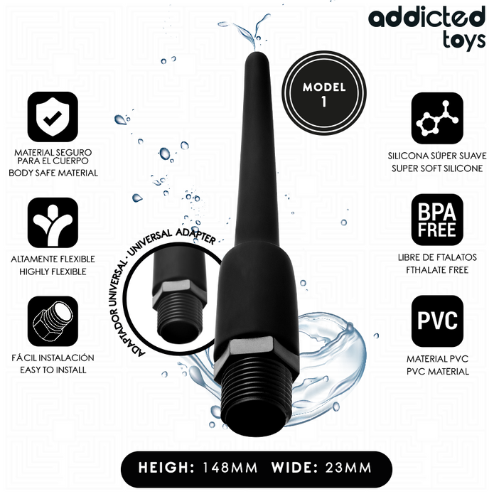 ADDICTED TOYS - Anaalipuhdistaja universaalilla adapterilla, malli 1