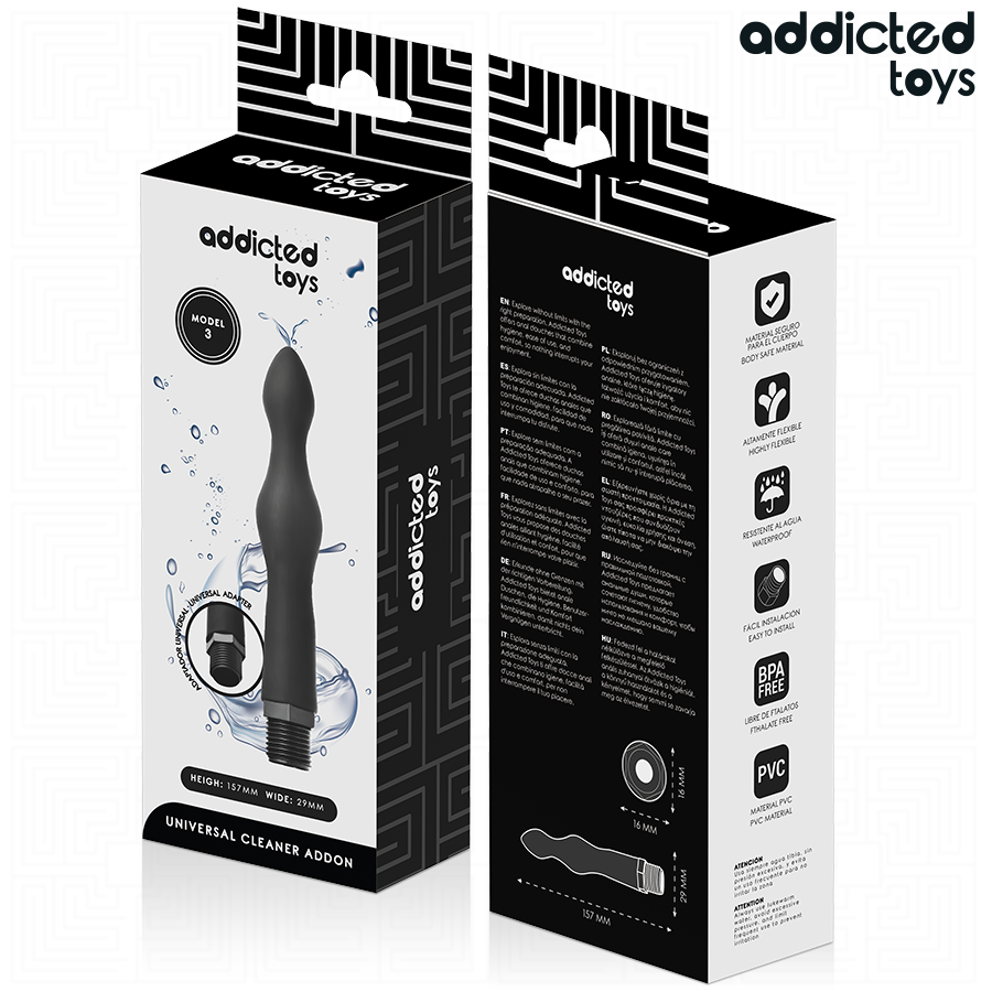 ADDICTED TOYS - Anaalipuhdistaja universaalilla adapterilla, malli 3