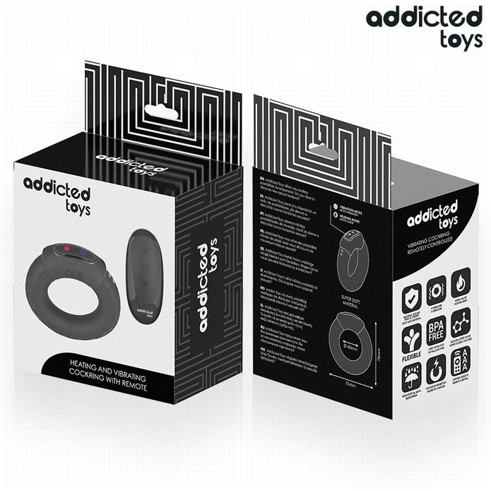 ADDICTED TOYS - Lämpenevä ja värisevä penisrengas kaukosäätimellä