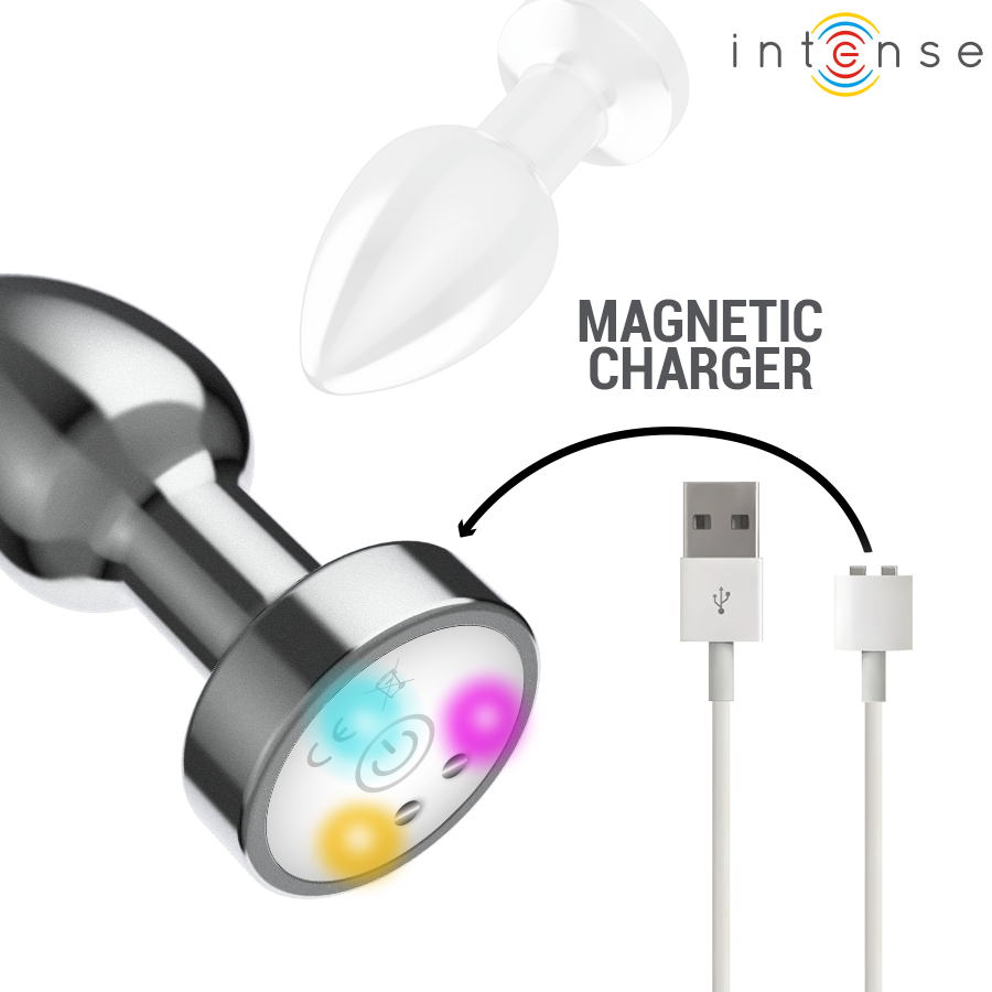 INTENSE - Värisevä metallinen LED-anaalitappi kaukosäätimellä, koko S