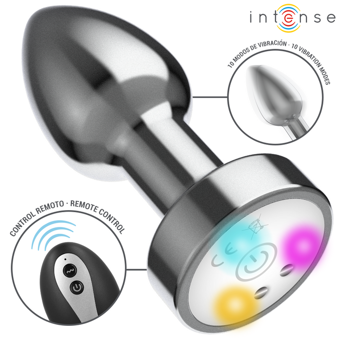 INTENSE - Metallinen LED-anaalitappi kaukosäätimellä, koko M