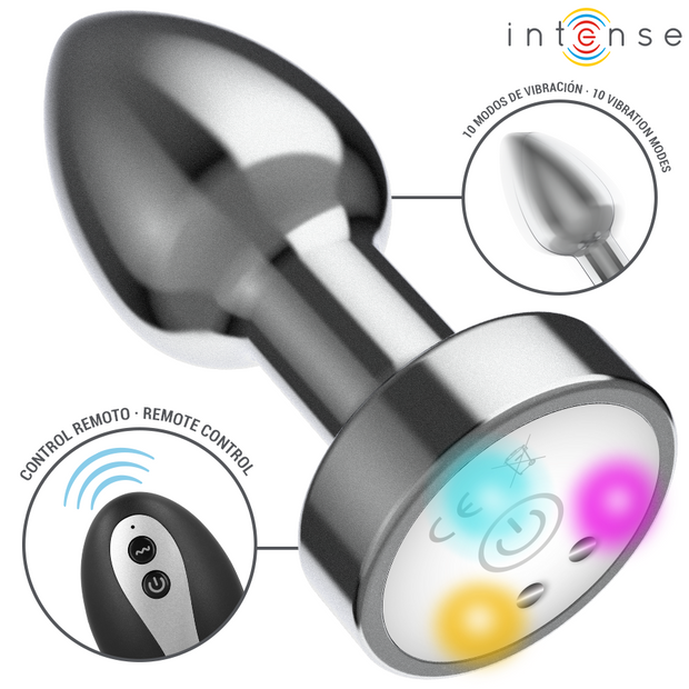 INTENSE - Metallinen LED-anaalitappi kaukosäätimellä, koko M