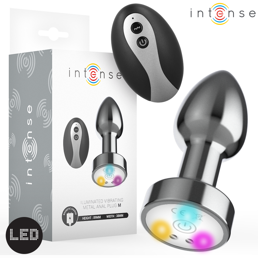 INTENSE - Metallinen LED-anaalitappi kaukosäätimellä, koko M
