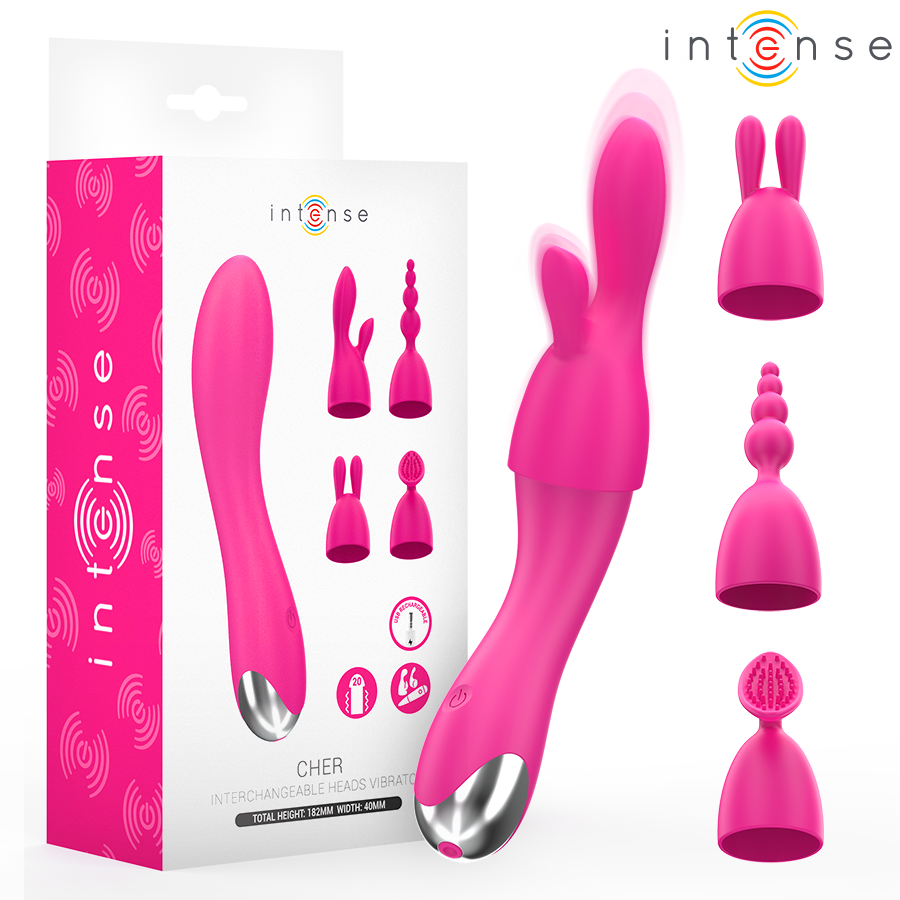 INTENSE - KÄR VIBRATOR MED 20 MÖNSTER OCH UTBYTBARA HUVUDEN
