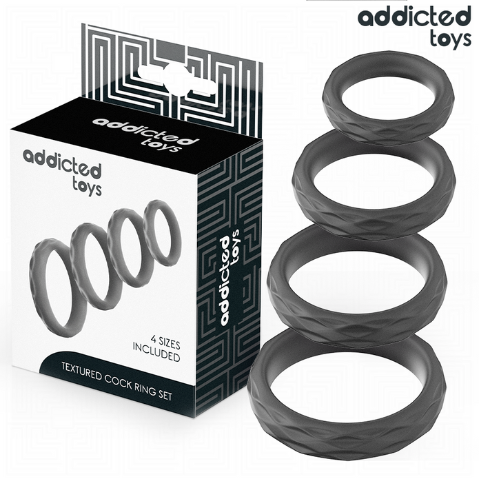 ADDICTED TOYS - Teksturoitu penisrengassarja 4 kokoa