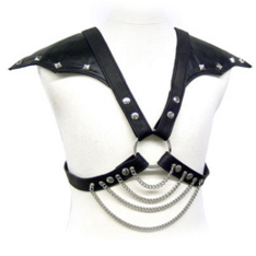 LEATHER BODY - Metalliketju- ja olkaremmi-valjaat miehille
