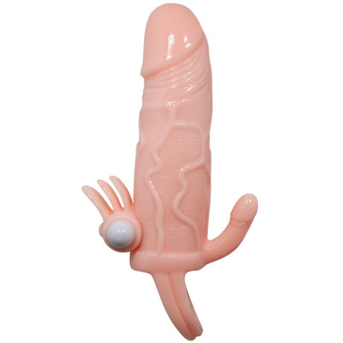 BAILE - BRAVE MAN PENISÖVERDRAG MED KLITORIS- OCH ANALSTIMULERING I FLESH 16,5 CM
