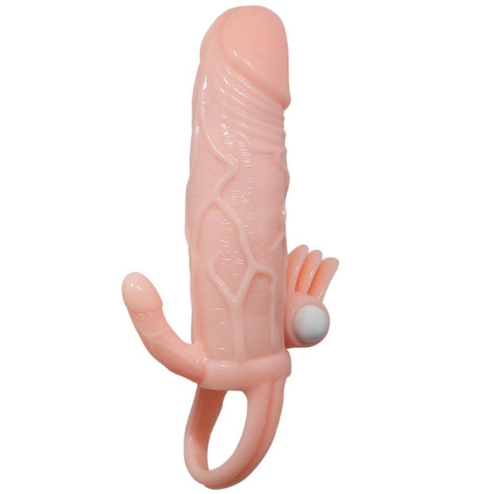 BAILE - BRAVE MAN PENISÖVERDRAG MED KLITORIS- OCH ANALSTIMULERING I FLESH 16,5 CM