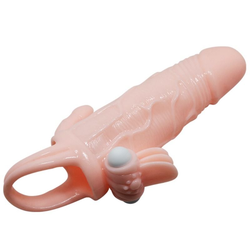 BAILE - BRAVE MAN PENISÖVERDRAG MED KLITORIS- OCH ANALSTIMULERING I FLESH 16,5 CM