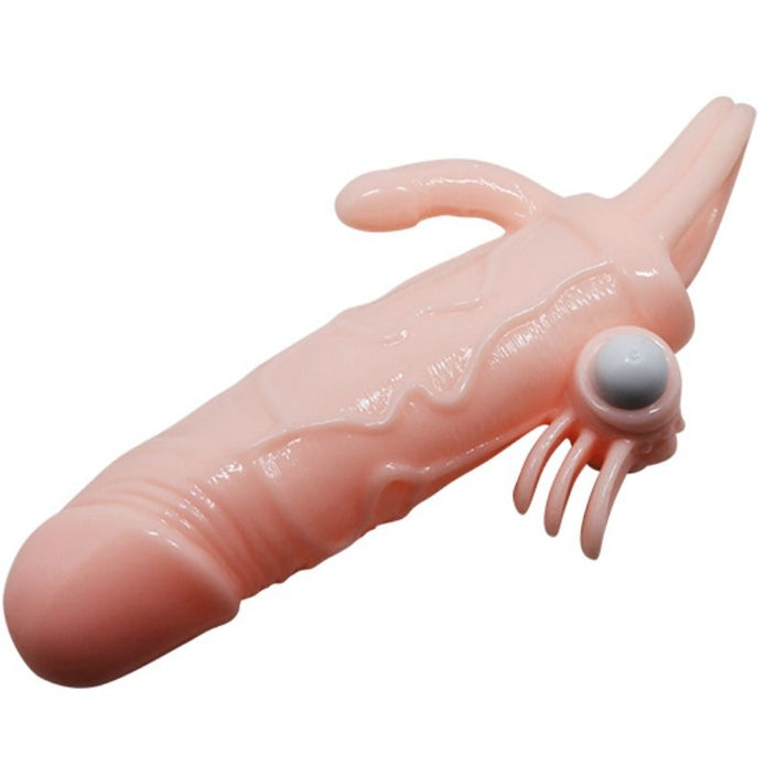 BAILE - BRAVE MAN PENISÖVERDRAG MED KLITORIS- OCH ANALSTIMULERING I FLESH 16,5 CM