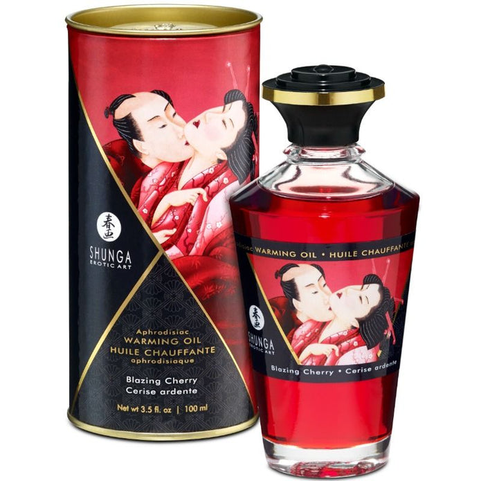 SHUNGA - VÄRMANDE MASSAGEOLJA INTENSIV KÖRSBÄRSSMAK 100 ML