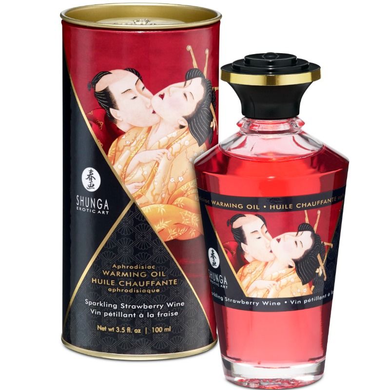 SHUNGA - Lämmitettävä mansikka-cava hierontaöljy 100 ml