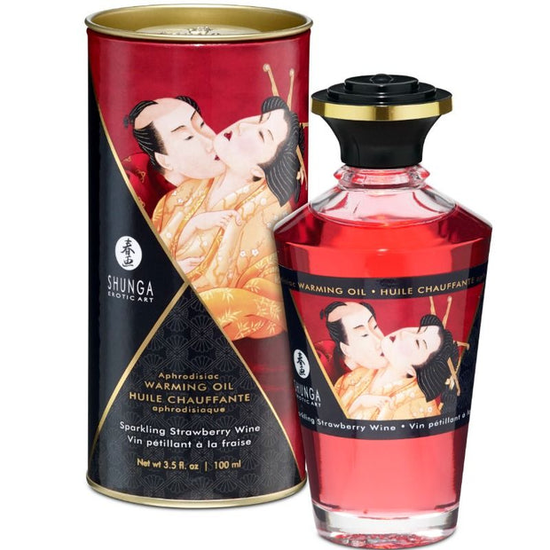 SHUNGA - Lämmitettävä mansikka-cava hierontaöljy 100 ml