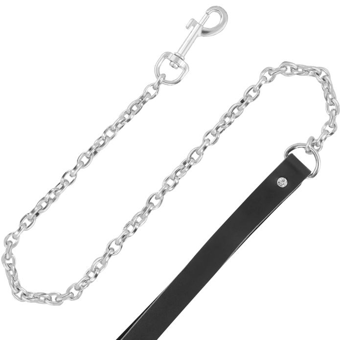 DARKNESS – HÖGKVALITATIVT HALSBAND I LÄDER MED KOPPEL