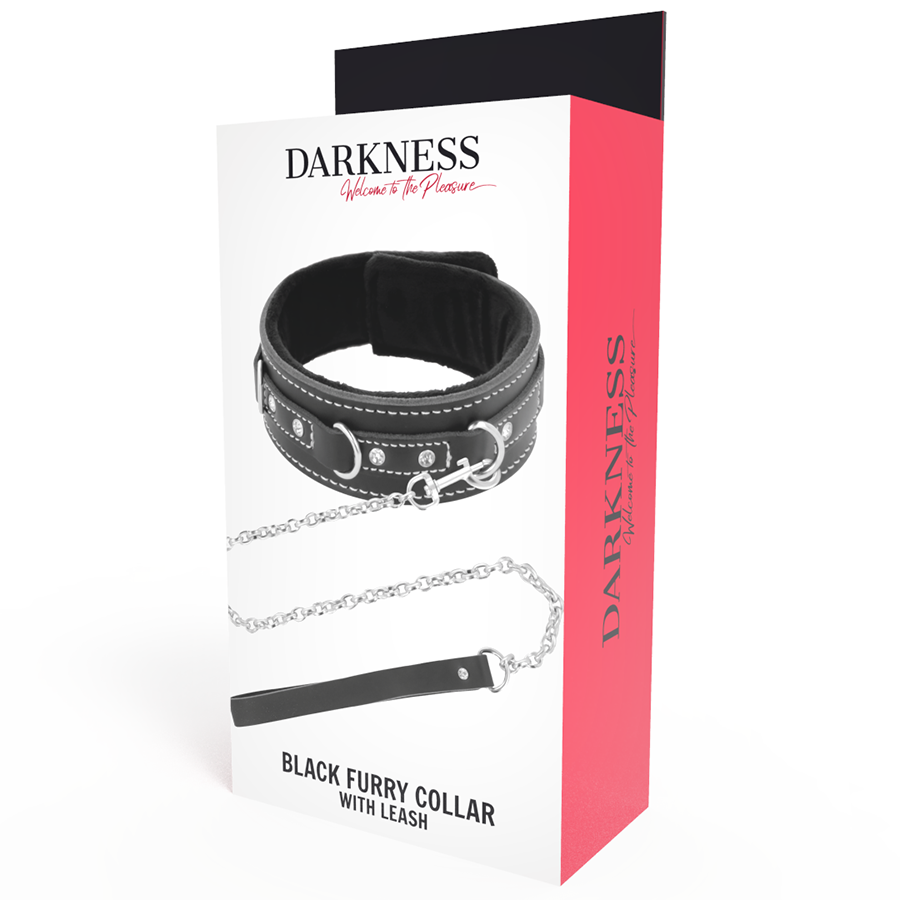 DARKNESS – HÖGKVALITATIVT HALSBAND I LÄDER MED KOPPEL