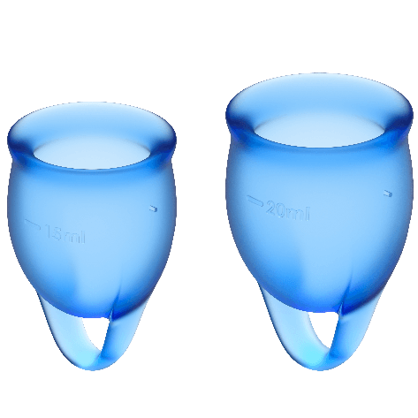 SATISFYER - FEEL CONFIDENT MENSTRUAL CUP MÖRKBLÅ 15 + 20 ML