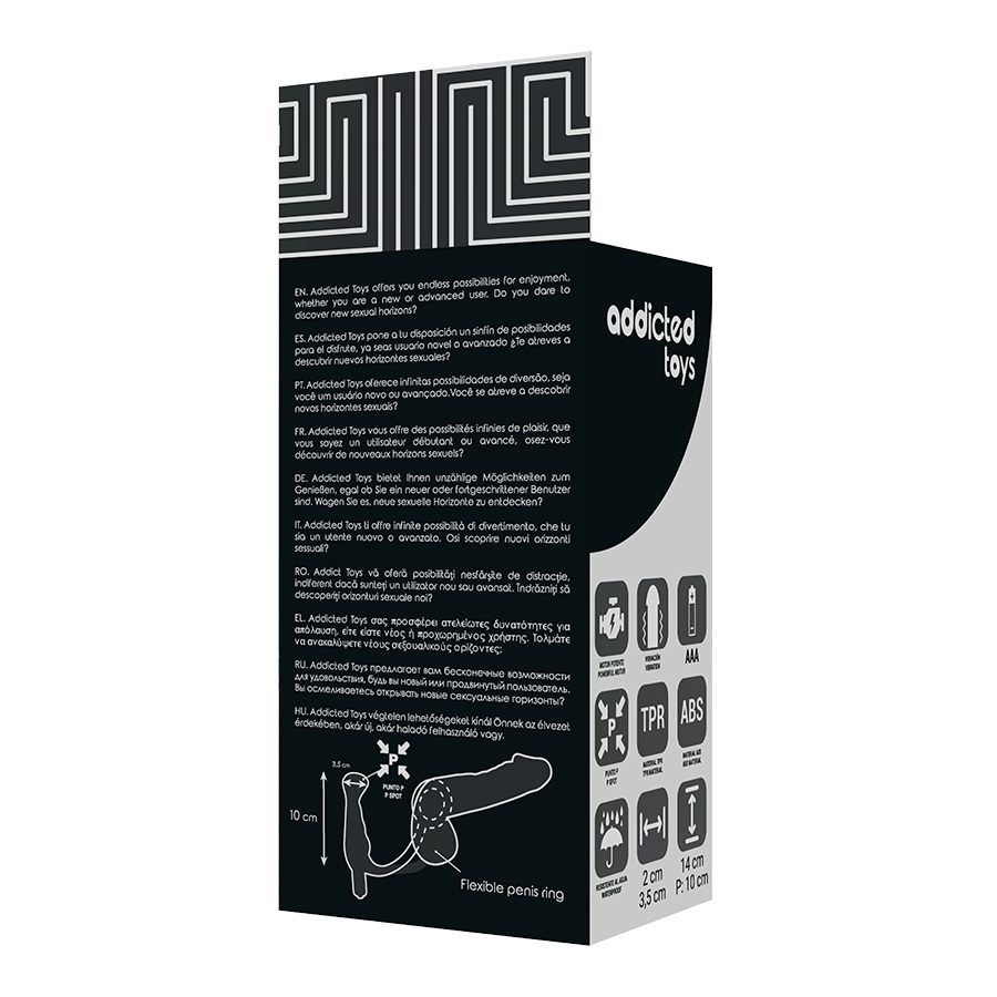 ADDICTED TOYS - VIBRERANDE PENISRING TICO SVART 10 CM