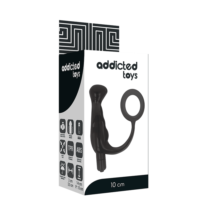 ADDICTED TOYS - VIBRERANDE PENISRING TICO SVART 10 CM