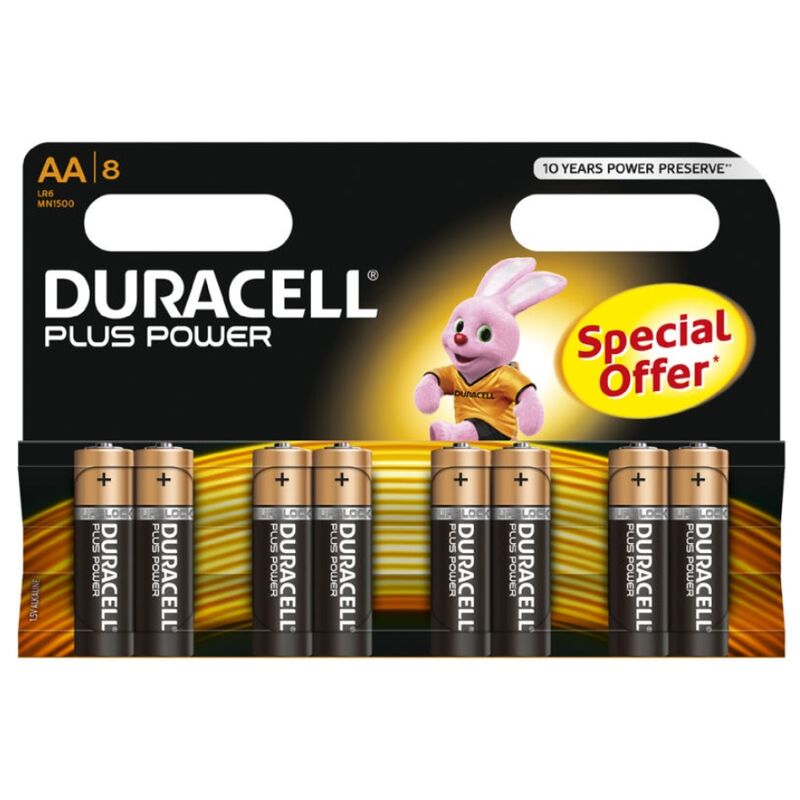 DURACELL - PLUS POWER AA LR6 -paristot 8 kpl