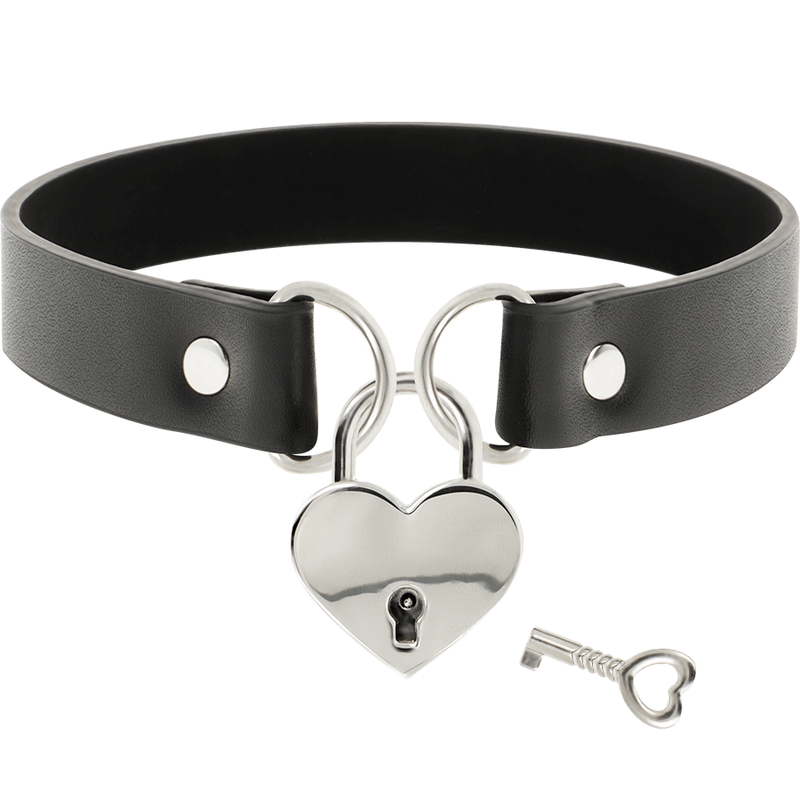 COQUETTE CHIC DESIRE - HALSBAND I VEGANLÄDER MED HJÄRTFORMAD NYCKELBERLOCK