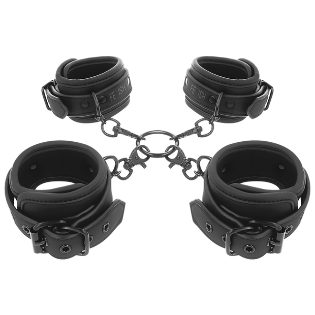FETISH SUBMISSIVE - Käsiraudat ja nilkkalenkit neopreenivuorella, säädettävä setti