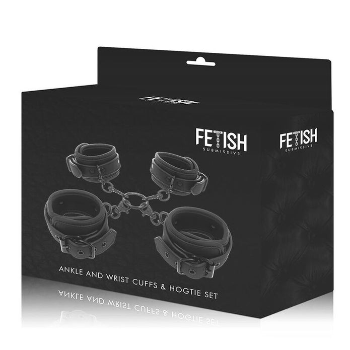 FETISCH UNDERKASTELSE - SET MED HAND- OCH ANKELHANDBOJOR MED NEOPRENFODER