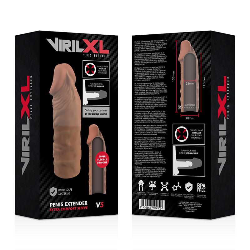 VIRILXL - FLYTANDE SILIKON V5 BRUN PENISFÖRLÄNGARE