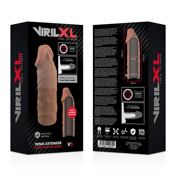 VIRILXL - FLYTANDE SILIKON V5 BRUN PENISFÖRLÄNGARE