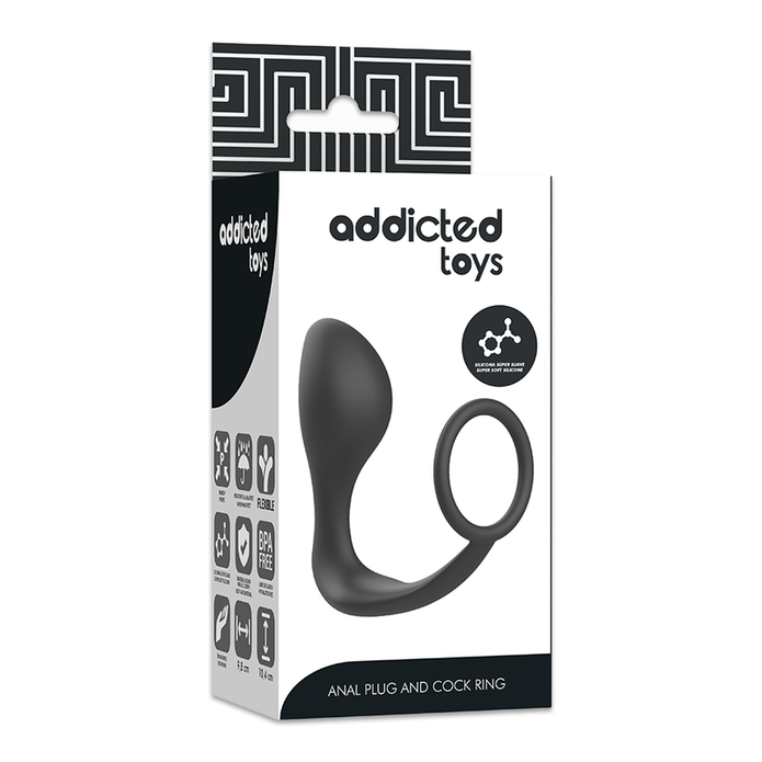 ADDICTED TOYS - ANALPLUGG MED SVART SILIKONRING